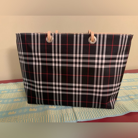 Slightly used authentic Burberry Tote blue checkered - Picture 1 of 10
